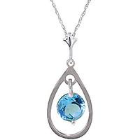 round brilliant cut blue topaz pendant necklace 03ct in 9ct white gold