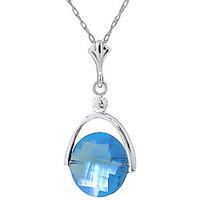 Round Brilliant Cut Blue Topaz Pendant Necklace 3.25ct in 9ct White Gold