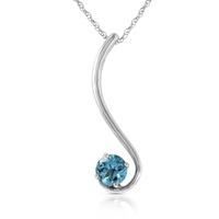 Round Brilliant Cut Blue Topaz Pendant Necklace 0.55ct in 9ct White Gold