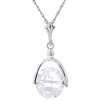 Round Brilliant Cut White Topaz Pendant Necklace 3.65ct in 9ct White Gold