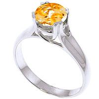 Round Brilliant Cut Citrine Solitaire Ring 1.1ct in 9ct White Gold