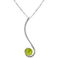 Round Brilliant Cut Peridot Pendant Necklace 0.55ct in 9ct White Gold