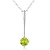 Round Brilliant Cut Peridot Pendant Necklace 0.65ct in 9ct White Gold