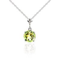 Round Brilliant Cut Peridot Pendant Necklace 1.15ct in 9ct White Gold