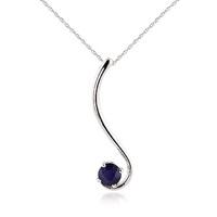 round brilliant cut sapphire pendant necklace 055ct in 9ct white gold