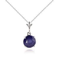 Round Brilliant Cut Sapphire Pendant Necklace 1.65ct in 9ct White Gold