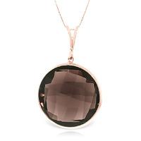 Round Brilliant Cut Smoky Quartz Pendant Necklace 17.0ctw in 9ct Rose Gold