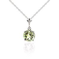 Round Brilliant Cut Green Amethyst Pendant Necklace 1.15ct in 9ct White Gold