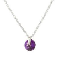 Round Brilliant Cut Amethyst Pendant Necklace 0.75ct in 9ct White Gold