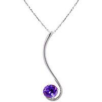 Round Brilliant Cut Amethyst Pendant Necklace 0.55ct in 9ct White Gold