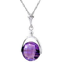 Round Brilliant Cut Amethyst Pendant Necklace 3.25ct in 9ct White Gold