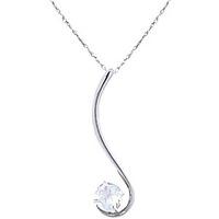 Round Brilliant Cut Aquamarine Pendant Necklace 0.55ct in 9ct White Gold