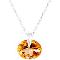 Round Brilliant Cut Citrine Pendant Necklace 0.8ct in 9ct White Gold