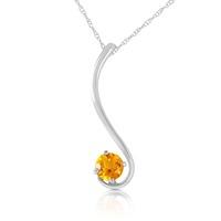 Round Brilliant Cut Citrine Pendant Necklace 0.55ct in 9ct White Gold