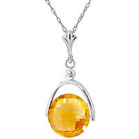 Round Brilliant Cut Citrine Pendant Necklace 3.25ct in 9ct White Gold