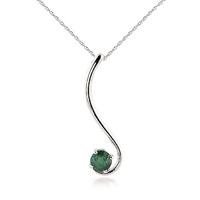 Round Brilliant Cut Emerald Pendant Necklace 0.55ct in 9ct White Gold