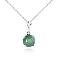 Round Brilliant Cut Emerald Pendant Necklace 1.65ct in 9ct White Gold