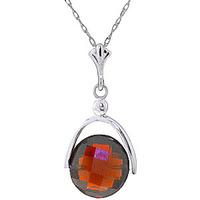 Round Brilliant Cut Garnet Pendant Necklace 4.2ct in 9ct White Gold