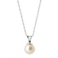 Round Brilliant Cut Pearl Pendant Necklace 2.0ct in 9ct White Gold