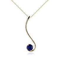 Round Brilliant Cut Sapphire Pendant Necklace 0.55ct in 9ct Gold