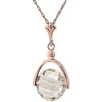 Round Brilliant Cut Green Amethyst Pendant Necklace 3.25ct in 9ct Rose Gold