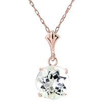 Round Brilliant Cut Aquamarine Pendant Necklace 1.15ct in 9ct Rose Gold