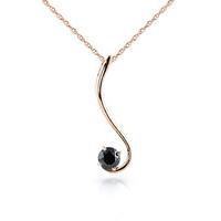 round brilliant cut black diamond pendant necklace in 9ct rose gold