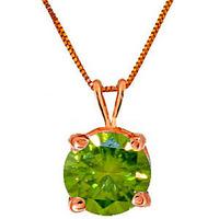 Round Brilliant Cut Green Diamond Pendant Necklace in 9ct Rose Gold