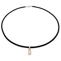 round brilliant cut diamond leather pendant necklace in 9ct rose gold