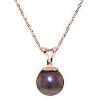 Round Brilliant Cut Black Pearl Pendant Necklace 2.0ct in 9ct Rose Gold