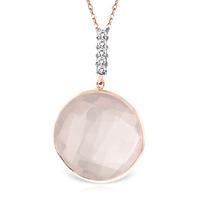 Rose Quartz and Diamond Pendant Necklace 17.0ct in 9ct Rose Gold