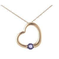 Round Brilliant Cut Tanzanite Pendant Necklace 0.25ct in 9ct Rose Gold