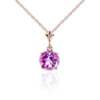 Round Brilliant Cut Pink Topaz Pendant Necklace 1.15ct in 9ct Rose Gold