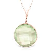 Round Brilliant Cut Green Amethyst Pendant Necklace 18.0ctw in 9ct Rose Gold