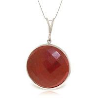 Round Brilliant Cut Ruby Pendant Necklace 23.0ctw in 9ct White Gold