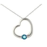 round brilliant cut blue topaz pendant necklace 025ct in 9ct white gol ...