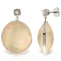 Rose Quartz and Diamond Stud Earrings 34.0ctw in 9ct White Gold