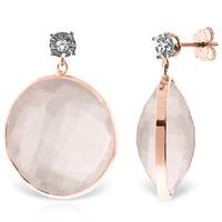 Rose Quartz and Diamond Stud Earrings 34.0ctw in 9ct Rose Gold