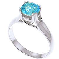 Round Brilliant Cut Blue Topaz Solitaire Ring 1.1ct in 9ct White Gold