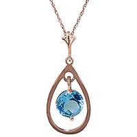 round brilliant cut blue topaz pendant necklace 03ct in 9ct rose gold