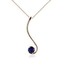 round brilliant cut sapphire pendant necklace 055ct in 9ct rose gold