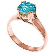 round brilliant cut blue topaz solitaire ring 11ct in 9ct rose gold