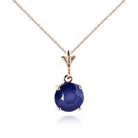 Round Brilliant Cut Sapphire Pendant Necklace 1.65ct in 9ct Rose Gold