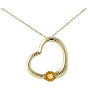 Round Brilliant Cut Citrine Pendant Necklace 0.25ct in 9ct Gold