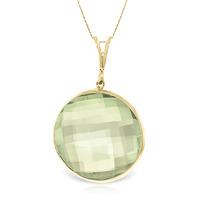 Round Brilliant Cut Green Amethyst Pendant Necklace 18.0ctw in 9ct Gold