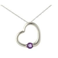 Round Brilliant Cut Amethyst Pendant Necklace 0.25ct in 9ct White Gold