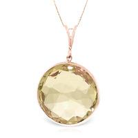 round brilliant cut lemon quartz pendant necklace 170ctw in 9ct rose g ...