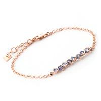 Round Brilliant Cut Tanzanite Adjustable Bracelet 1.55ctw in 9ct Rose Gold