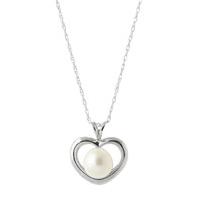 Round Brilliant Cut Pearl Pendant Necklace 2.0ct in 9ct White Gold