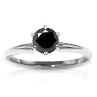 round brilliant cut black diamond solitaire ring in 9ct white gold